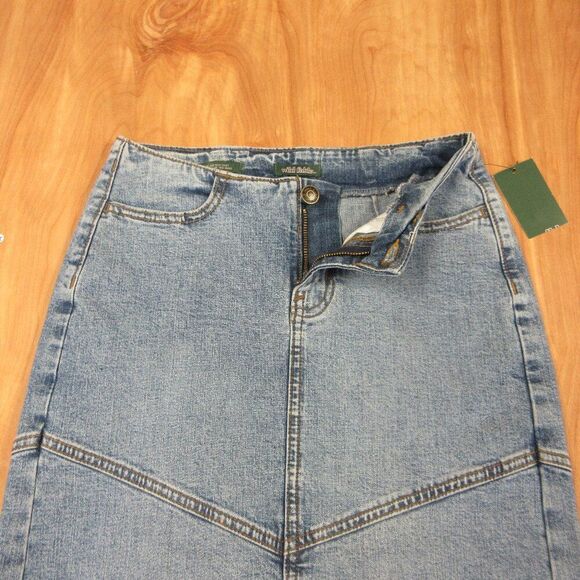 WILD FABLE Mid-Rise Chevron Denim Maxi Skirt Sz 4 Long Blue Jean Slit Skirt NWT - Picture 3 of 12